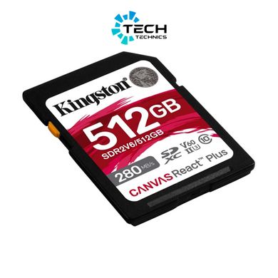 SDXC (UHS-II U3) Kingston Canvas React Plus 512Gb class 10 V60 (R280MB/s, W150MB/s) (SDR2V6/512GB)