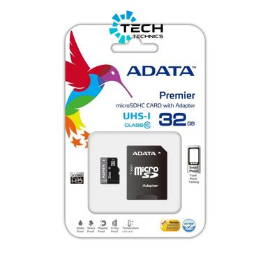 microSDHC (UHS-1) A-DATA Premier 32Gb Class 10 (R-80Mb/s) (adapter SD) (AUSDH32GUICL10-RA1)