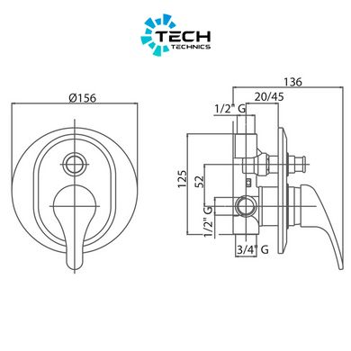 Змішувач прихованого монтажу для душу Bianchi Star INDSTR2010STRCRM для двох споживачів