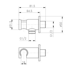 Подключение с держателем для шланга Qtap Spojeni округлое QTCRMBH030 Chrome