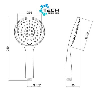 Лійка для ручного душу Qtap Rucni 120 мм округла QT09L Chrome