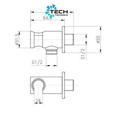 Подключение с держателем для шланга Qtap Spojeni округлое QTCRMBH030 Chrome