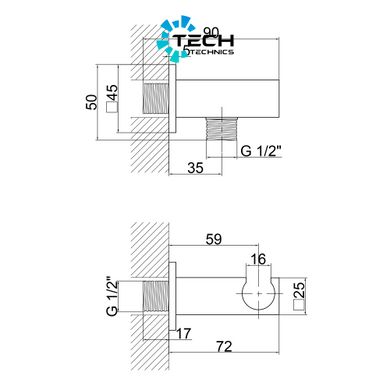 Подключение с держателем для шланга Qtap Spojeni прямоугольное QTCRMBH130 Chrome (Fixsit)