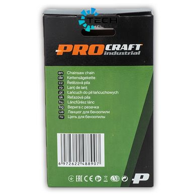 Цепь к бензопиле Procraft, 45 н. шаг 3/8 "Lp, ширина 0,050", круг, Чорний