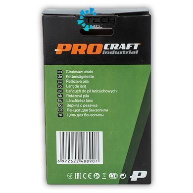 Цепь к цепной пиле Procraft, 57 н. шаг 3/8 "Lp, ширина 0,050", круг, Чорний