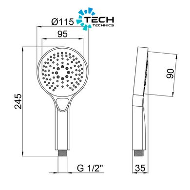 Лійка для ручного душу Qtap Rucni 115 мм округла QTRUCA120O3KCW Chrome