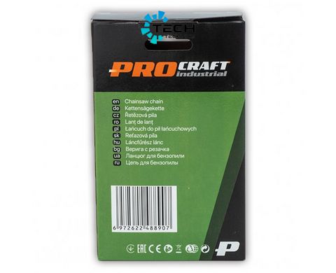 Ланцюг до ланцюгової пилці Procraft, 59 зв. крок 3/8 "Lp, ширина 0,050", коло, Чорний