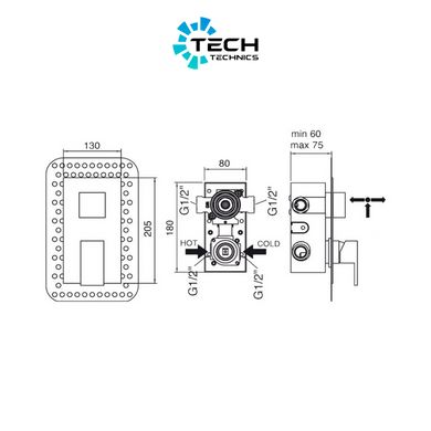 Смеситель скрытого монтажа для душа Bianchi Jump INDJUM2303065CRM на два потребителя