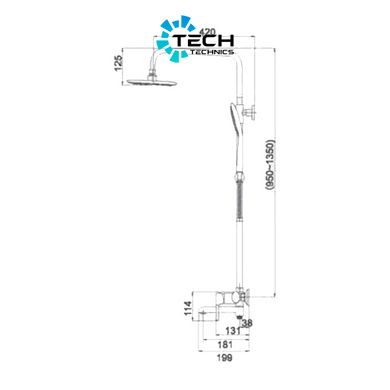 Душова система універсальна Qtap Grand на три споживача (з виливом) QTGRAWCR1004 Chrome/White