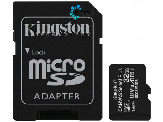 microSDHC (UHS-1) Kingston Canvas Select Plus 32Gb class 10 А1 (R-100MB/s) (adapter SD) (SDCS2/32GB)