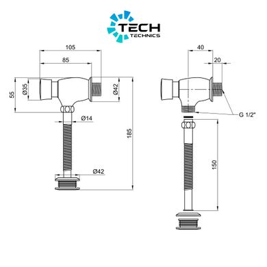 Зливний клапан порційний для пісуара Lidz Tech 903 LDTEC903CRM32529 Chrome