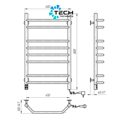 Рушникосушка Блюз 480х800 Sensor права з таймером