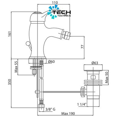 Смеситель для биде Bianchi Class BIDCLS2003IACRM с донным клапаном