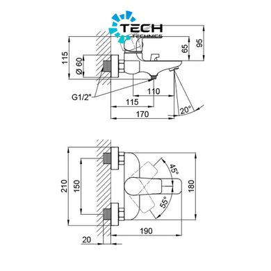 Смеситель для ванны Qtap Arena QTARECRM006NEW Chrome