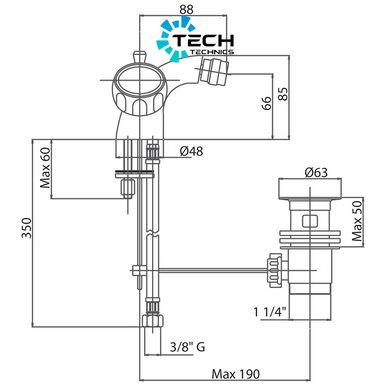 Смеситель для биде Bianchi Costa BIDSUN1026CSTZACRM с донным клапаном