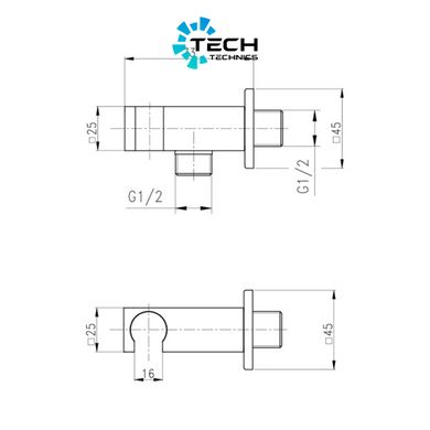 Підключення з тримачем для шланга Qtap Spojeni прямокутне QTCRBBH025 Black Matt