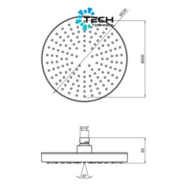 Лійка для верхнього душу Qtap Hlavova 230 мм округла QTHLAVA228O1ZBB Black Matt