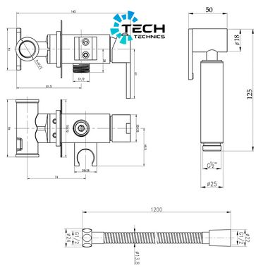 Набор для гігієнічного душу Qtap Inspai-Varius прямокутний QT259710842859NB Black Matt