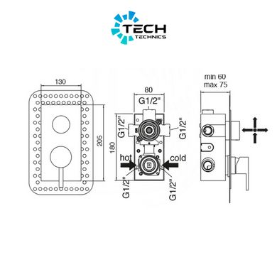 Смеситель скрытого монтажа для ванны Bianchi Freedom INDFRE2304046CRM на три потребителя