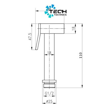 Лейка для гигиенического душа Qtap Rucni прямоугольная QTCRMB120 Chrome (Bidet)