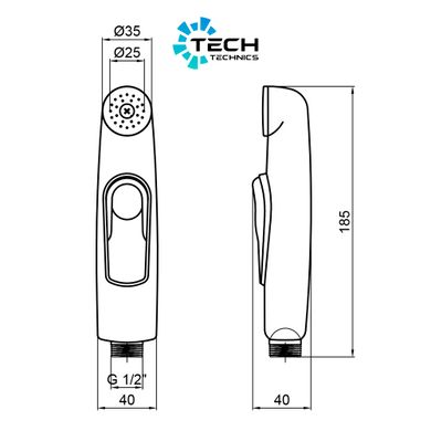 Лейка для гигиенического душа Qtap Rucni округлая QTCRMA020 Chrome/Black (Bidet)