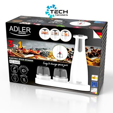 Мельница для специй Adler 3 в 1 USB (AD 4449w) белая, Белый