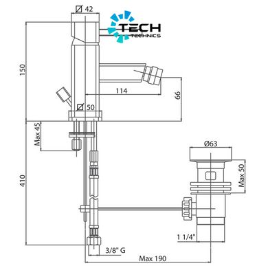 Змішувач для біде Bianchi Kubik BIDKBK2003IACRM з донним клапаном