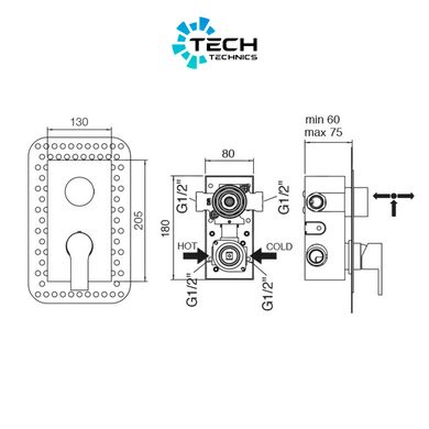 Смеситель скрытого монтажа для душа Bianchi Heaven INDHEV2303CRM на два потребителя