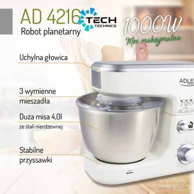 Планетарный миксер - тестомес 4,0 л 1000Вт AD 4216 Adler