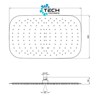 Лейка для верхнего душа Qtap Hlavova 500х300 мм прямоугольная QTHLAS500N1ZBB Black Matt